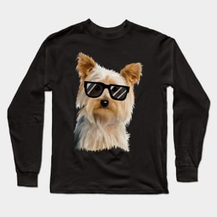 Yorkshire Terrier with sunglasses Long Sleeve T-Shirt